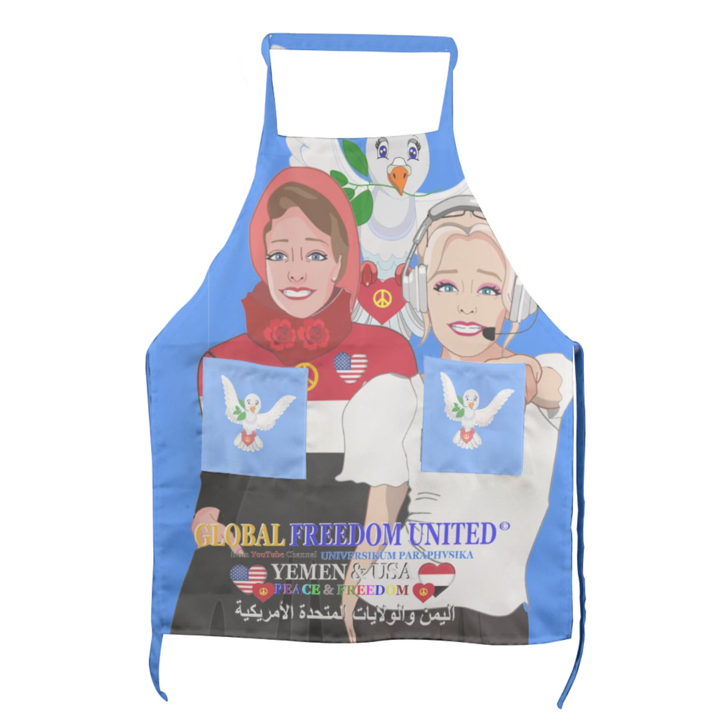 Apron GLOBAL FREEDOM UNITED© Women Yemen & USA Blue