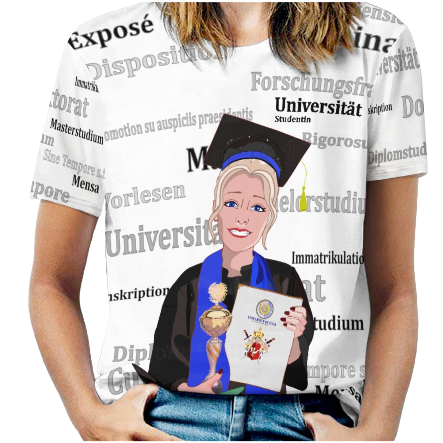 Women´s T-shirt Global Freedom United Student Girl Cooper Place Blond Hair 1