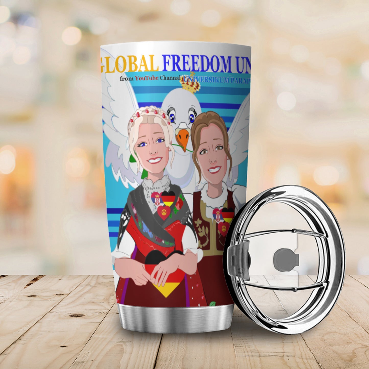 Tumbler GLOBAL FREEDOM UNITED© Women Serbia & Germany Blue