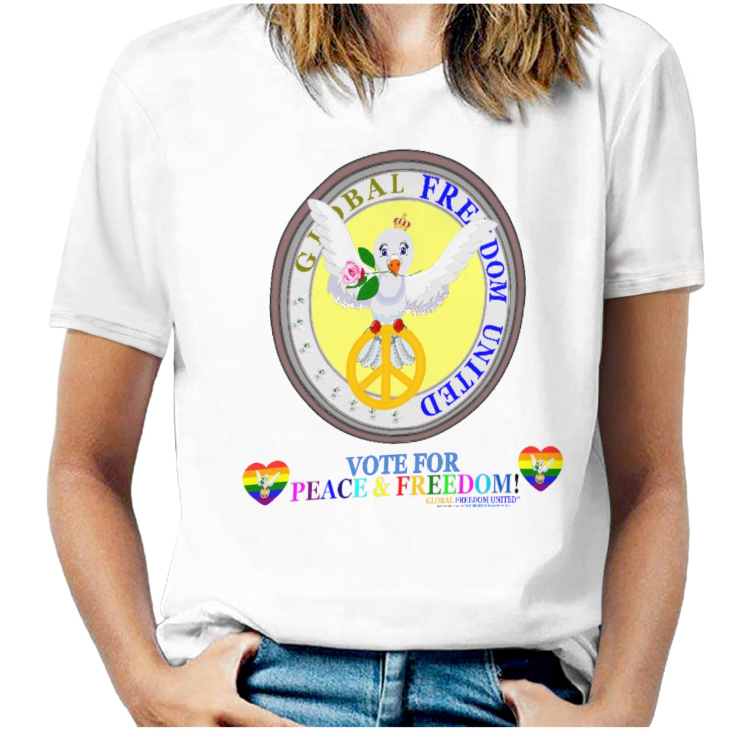 Women´s T-shirt Global Freedom United Dove Of Peace English