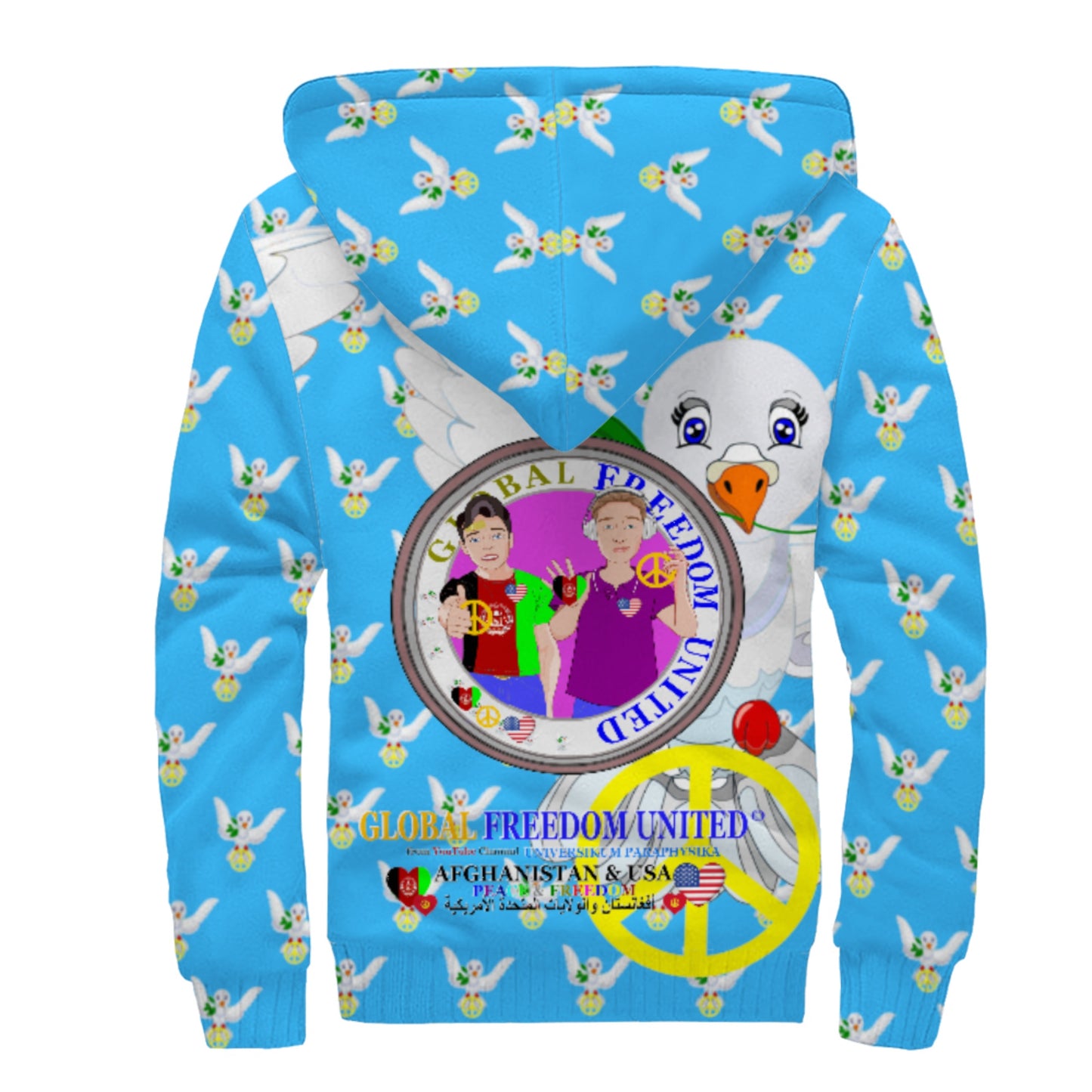 Plush Hoodie GLOBAL FREEDOM UNITED© Men AFGHANISTAN & USA Blue