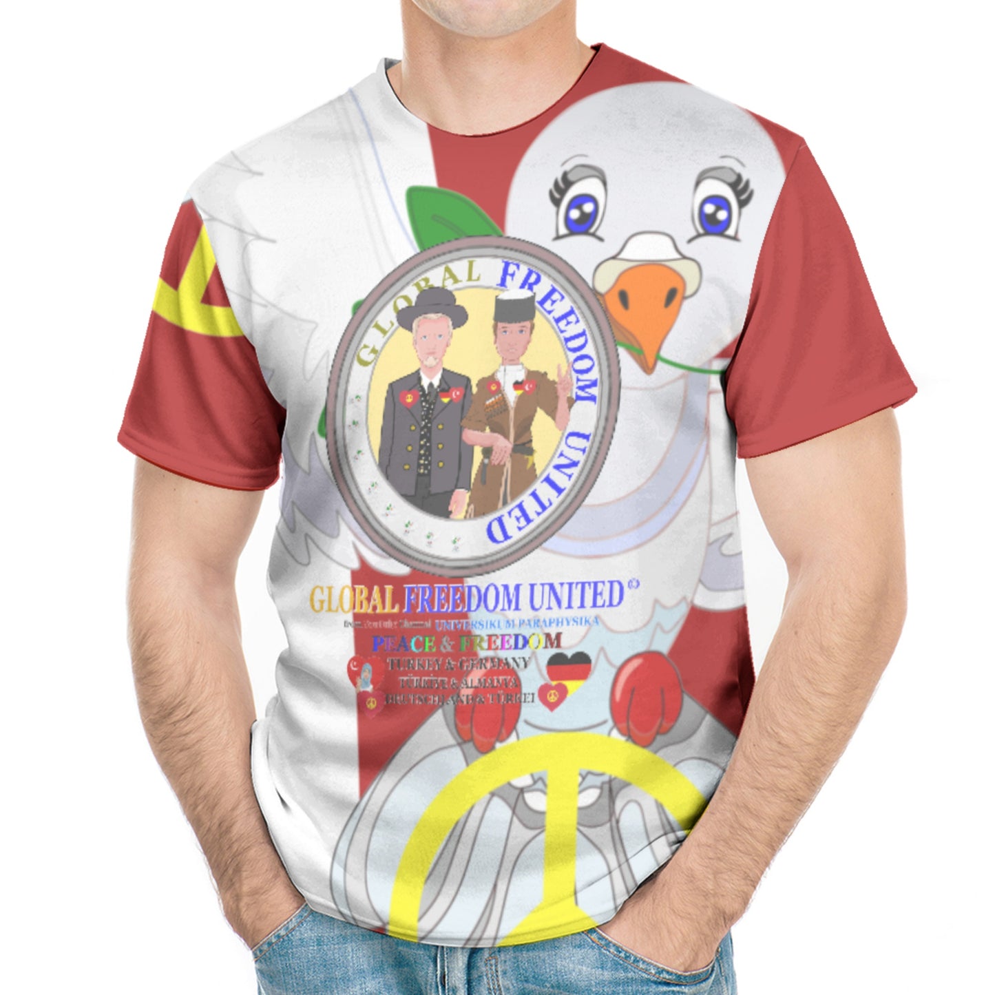 Men´s T-shirt 1 GLOBAL FREEDOM UNITED© Men Germany & Turkey Red