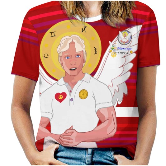 Women´s T-shirt 2 Global Freedom United Archangel Michael Hebrew  Red