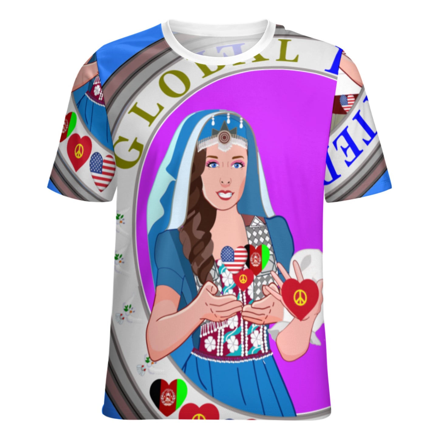 Women´s T-Shirt 3 GLOBAL FREEDOM UNITED© Women AFGHANISTAN & USA Blue