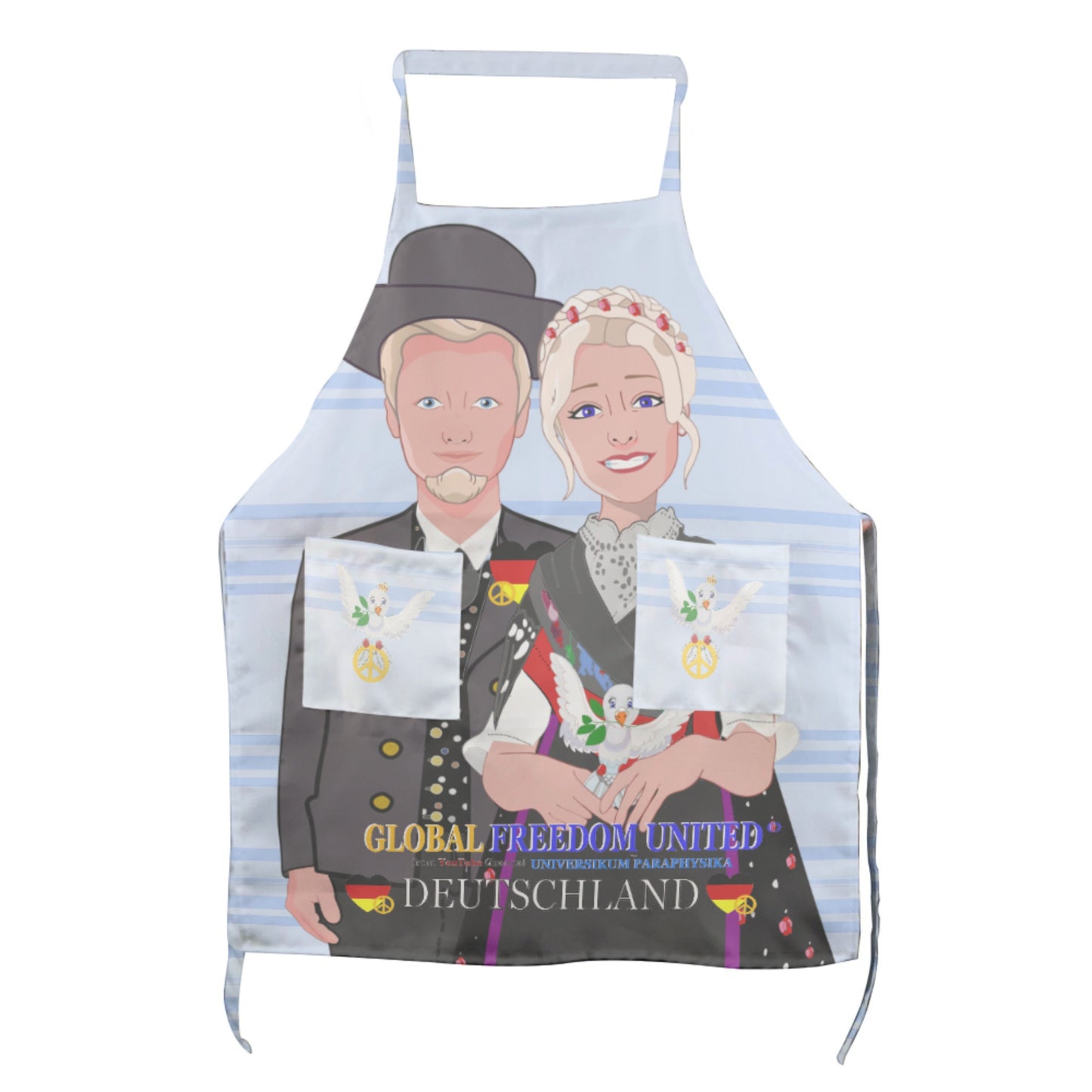 Apron GLOBAL FREEDOM UNITED© Couple Edition Germany V1 Light Blue