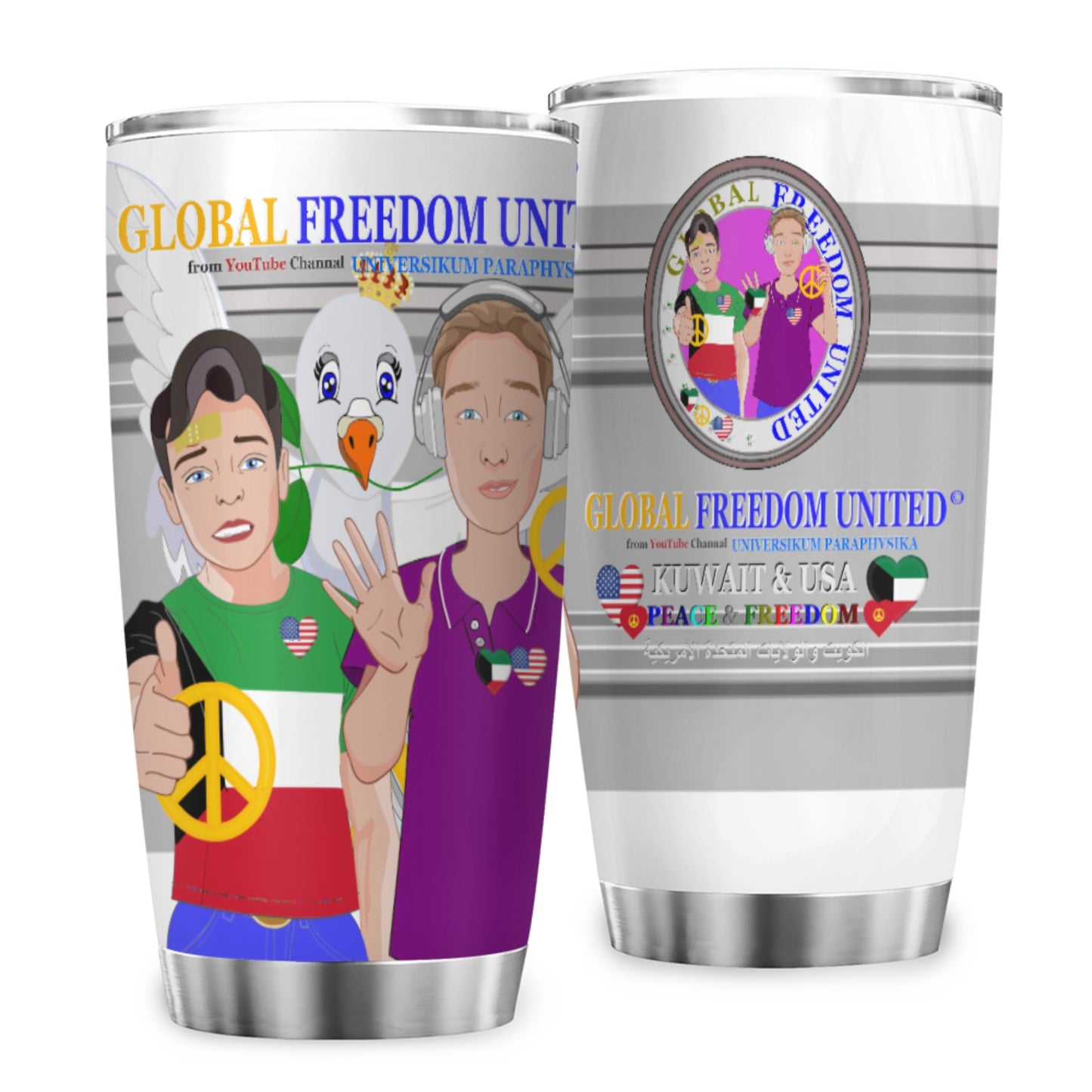 Tumbler Global Freedom United Men Kuwait & Usa Old Peace Grey