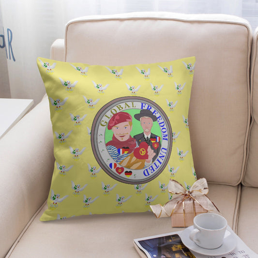 GLOBAL FREEDOM UNITED© Men FRENCH & GERMANY Yellow 18'' Square Pillow Cover