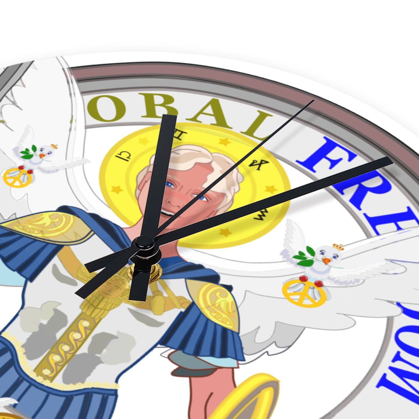 Wooden Wall Clock Global Freedom United Archangel Michael