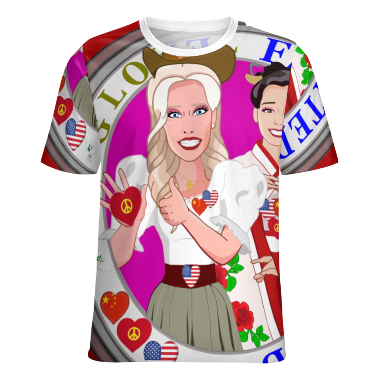 Women´s T-shirt 3 GLOBAL FREEDOM UNITED© Women USA & China Red