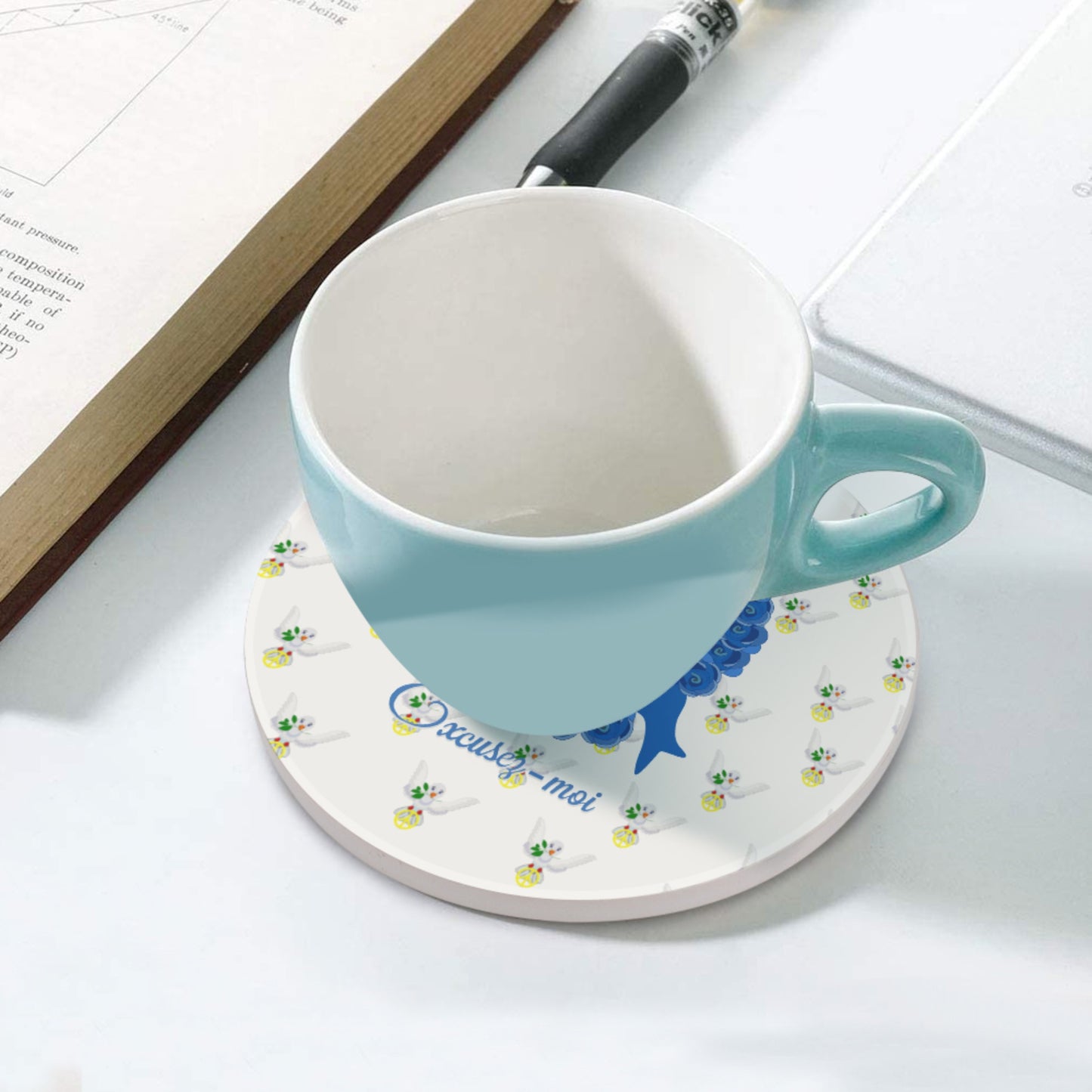 Ceramic Coaster GLOBAL FREEDOM UNITED© Un Garcon dit désoié Excusez-moi