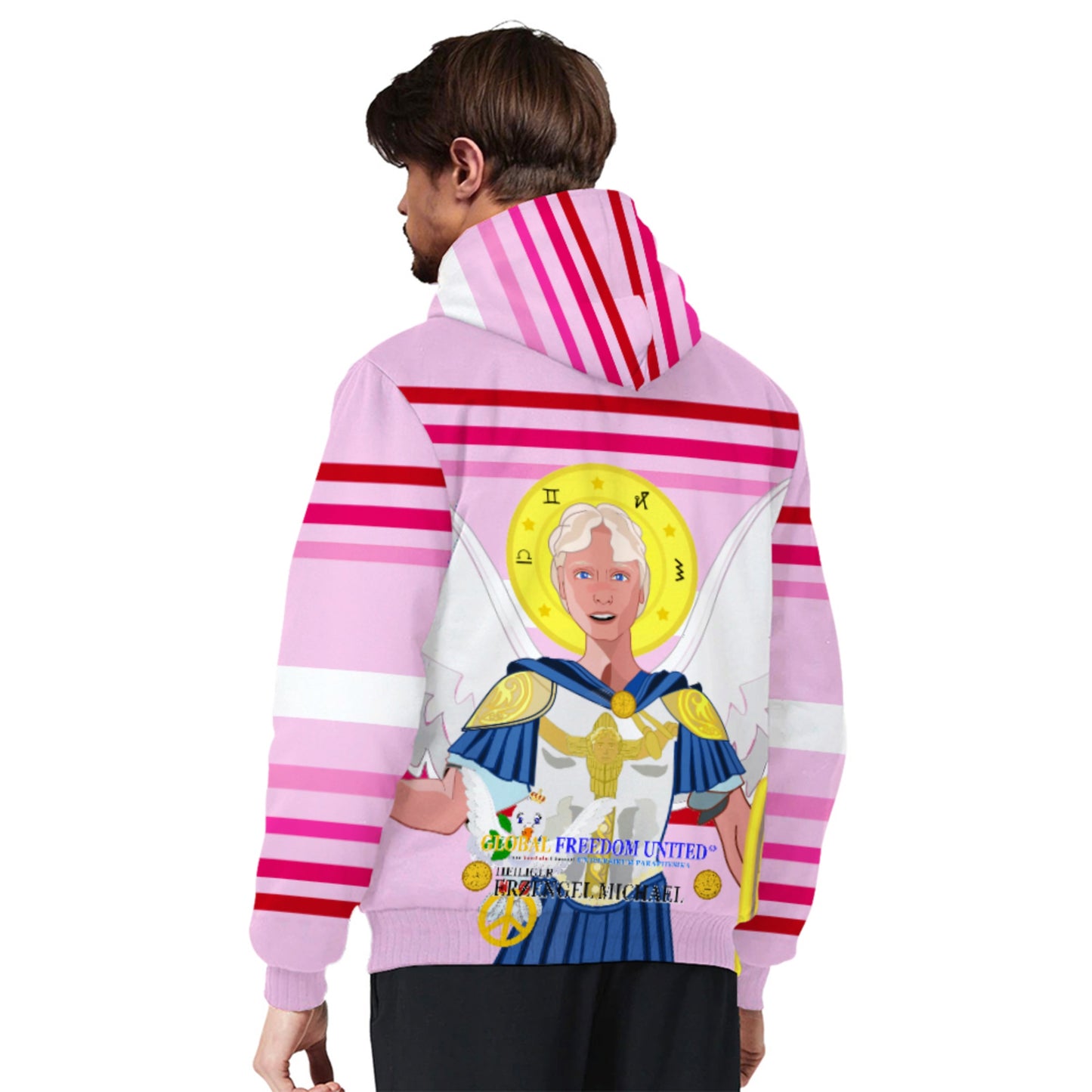 Plush Hoodie Global Freedom United Archangel Michael Pink