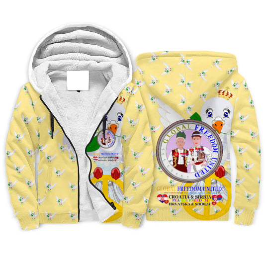 Plush Hoodie GLOBAL FREEDOM UNITED© Men Croatia & Serbia Yellow