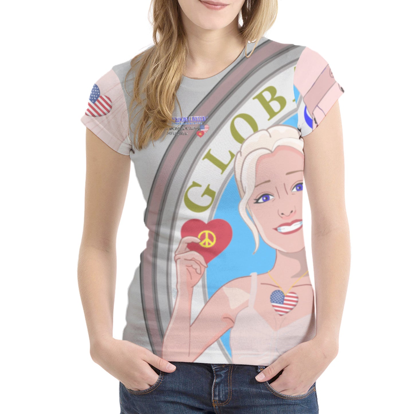 Women´s T-shirt 1 GLOBAL FREEDOM UNITED© Women Anti Racism & Fascism USA Grey