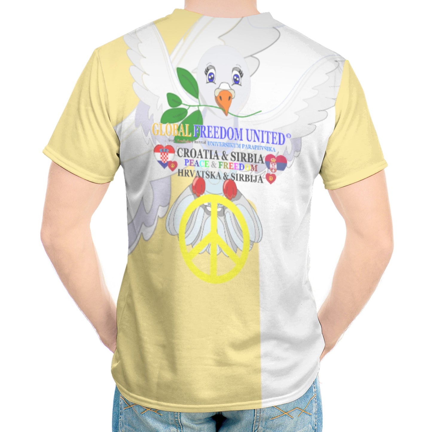 Men´s T-shirt GLOBAL FREEDOM UNITED© Men Croatia & Serbia V2 Yellow