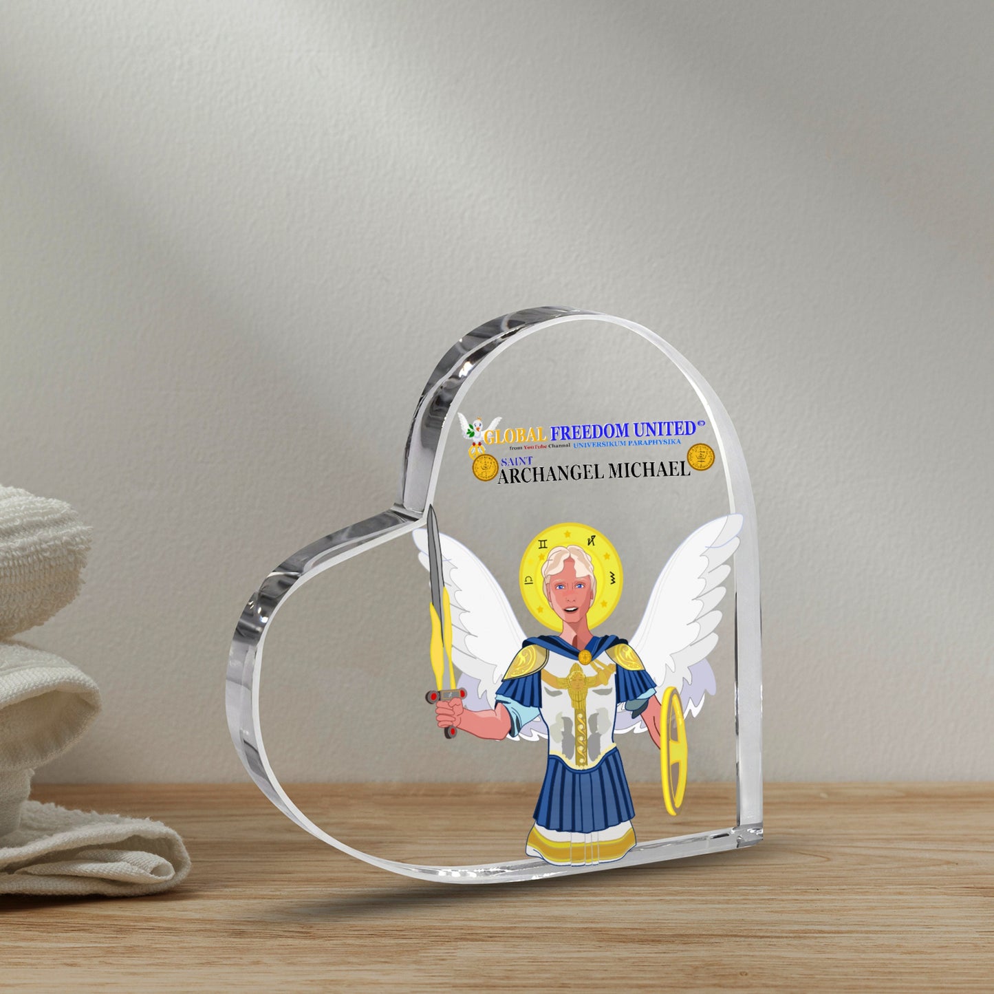 Acryl Heart Global Freedom United Archangel Michael English V1