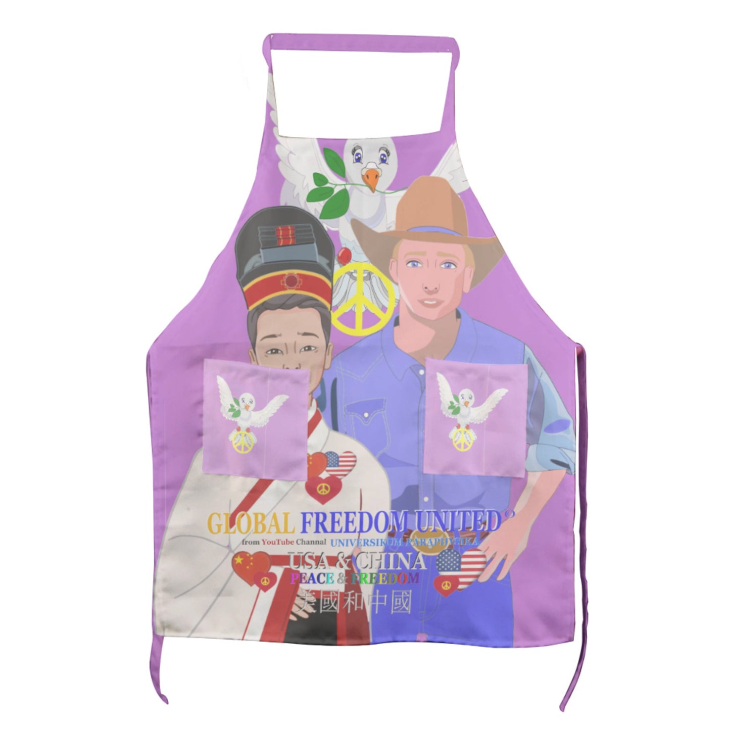 Apron GLOBAL FREEDOM UNITED© Men China & USA Lilac