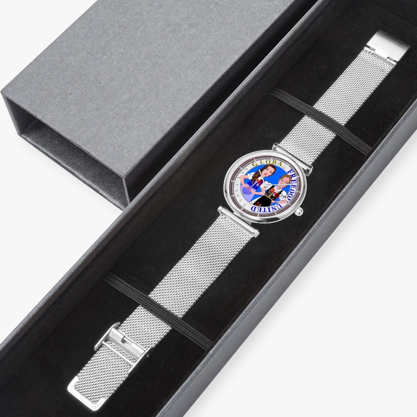GLOBAL FREEDOM UNITED WOMEN ALBANIA & SERBIA NEW PEACE New Stylish Ultra-Thin Quartz Watch (With Indicators)