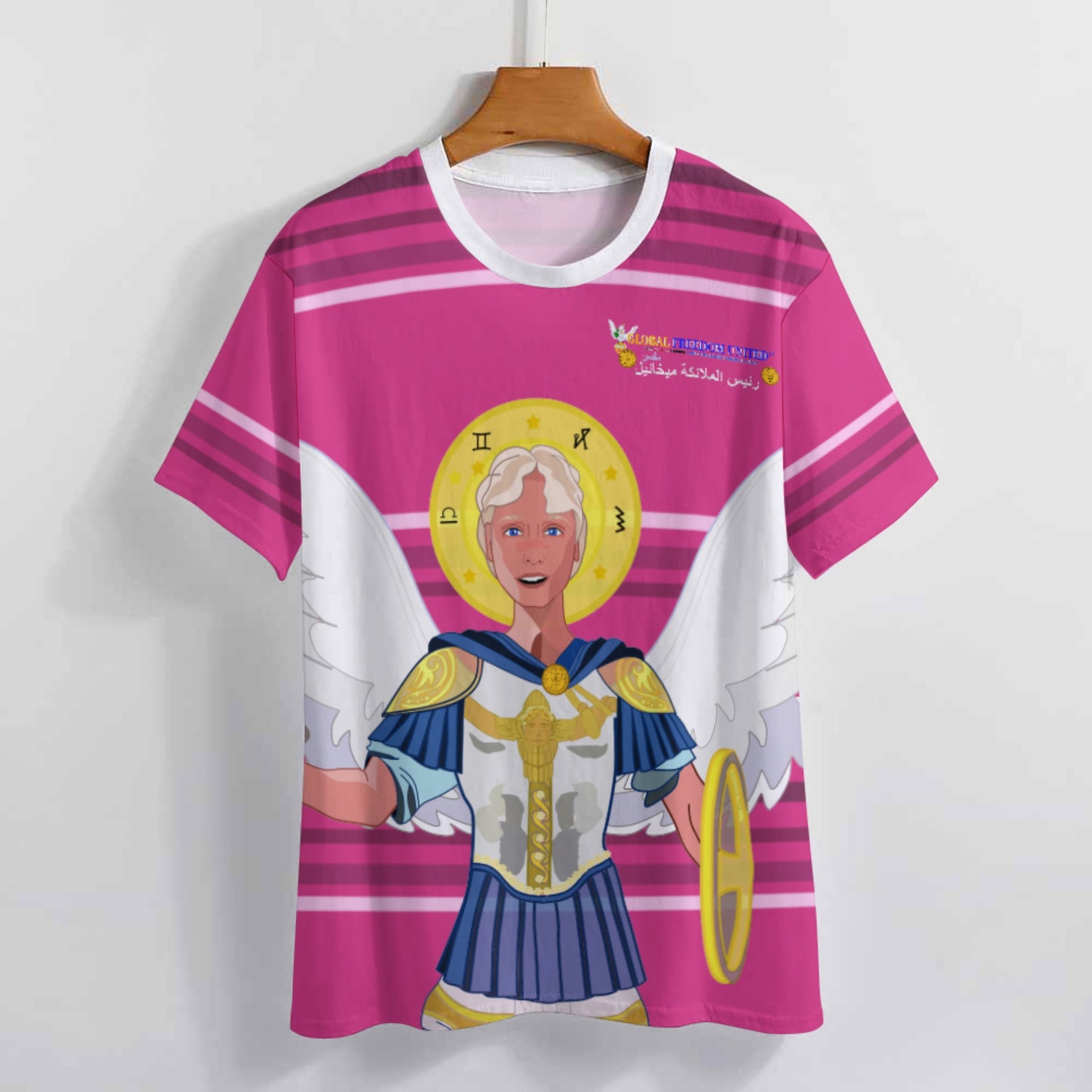 Women´s T-shirt Global Freedom United Archangel Michael Arabic V1 Pink1