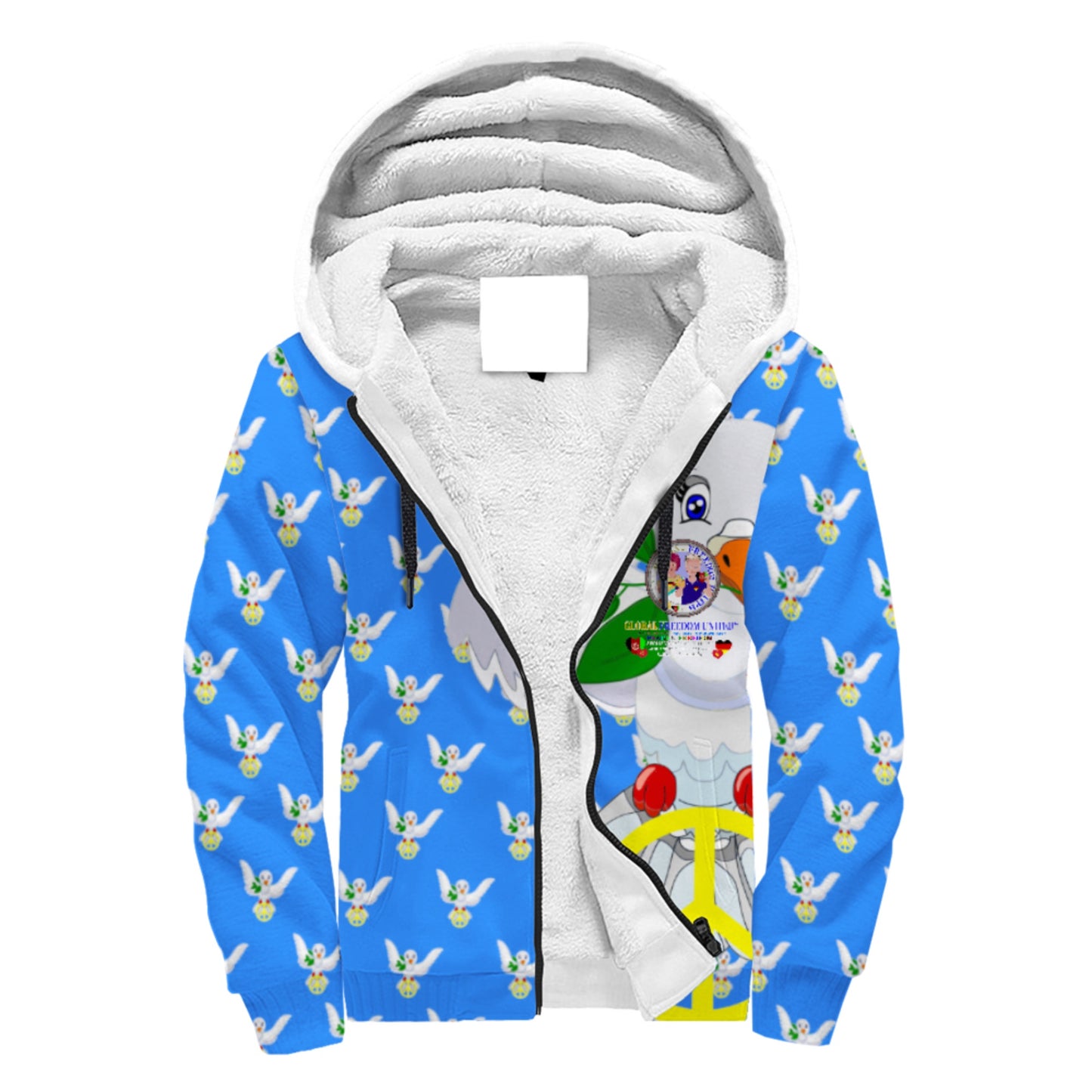 Plush Hoodie GLOBAL FREEDOM UNITED© Afghanistan & Germany Blue