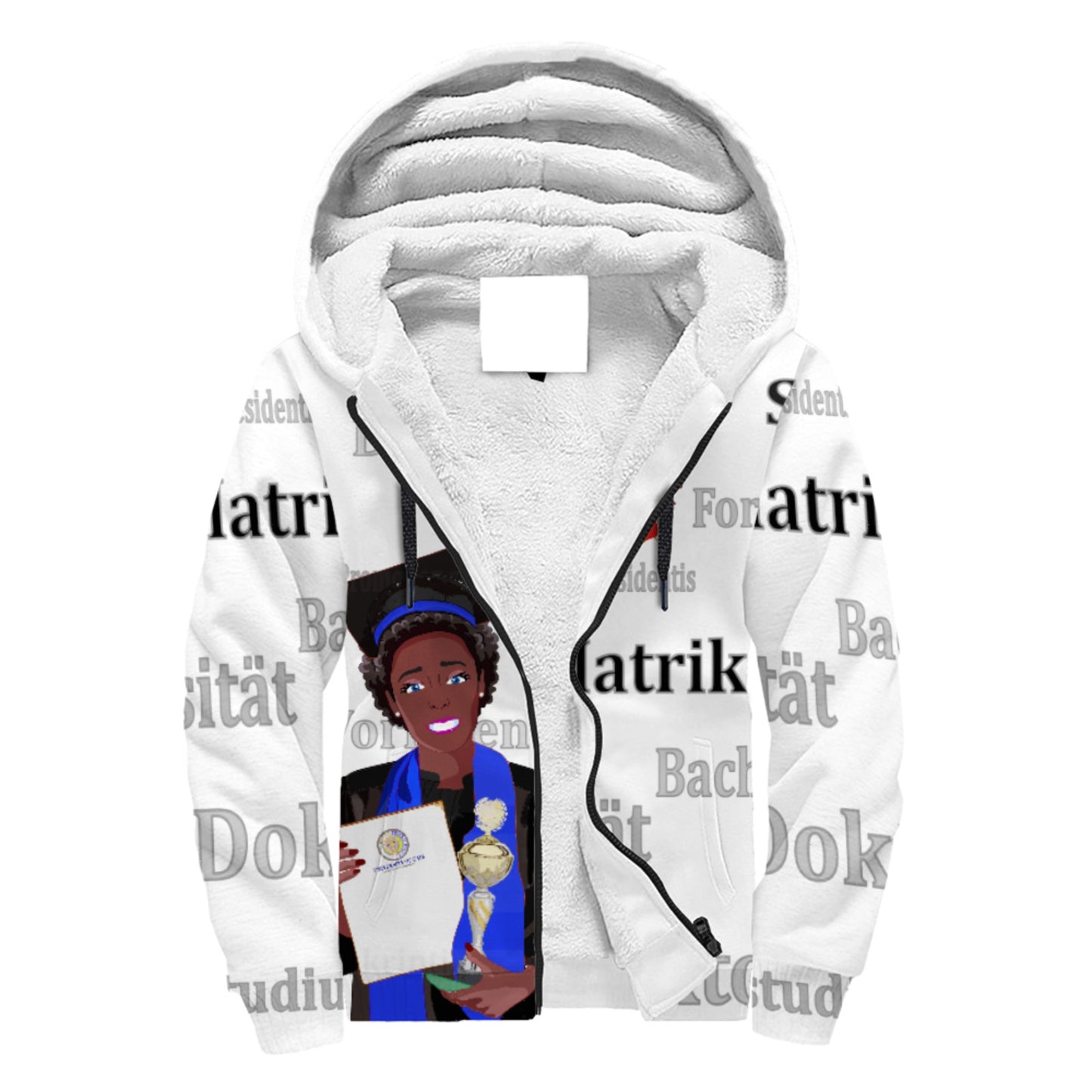 Plush Hoodie Global Freedom United Afro Student Girl Golden Place