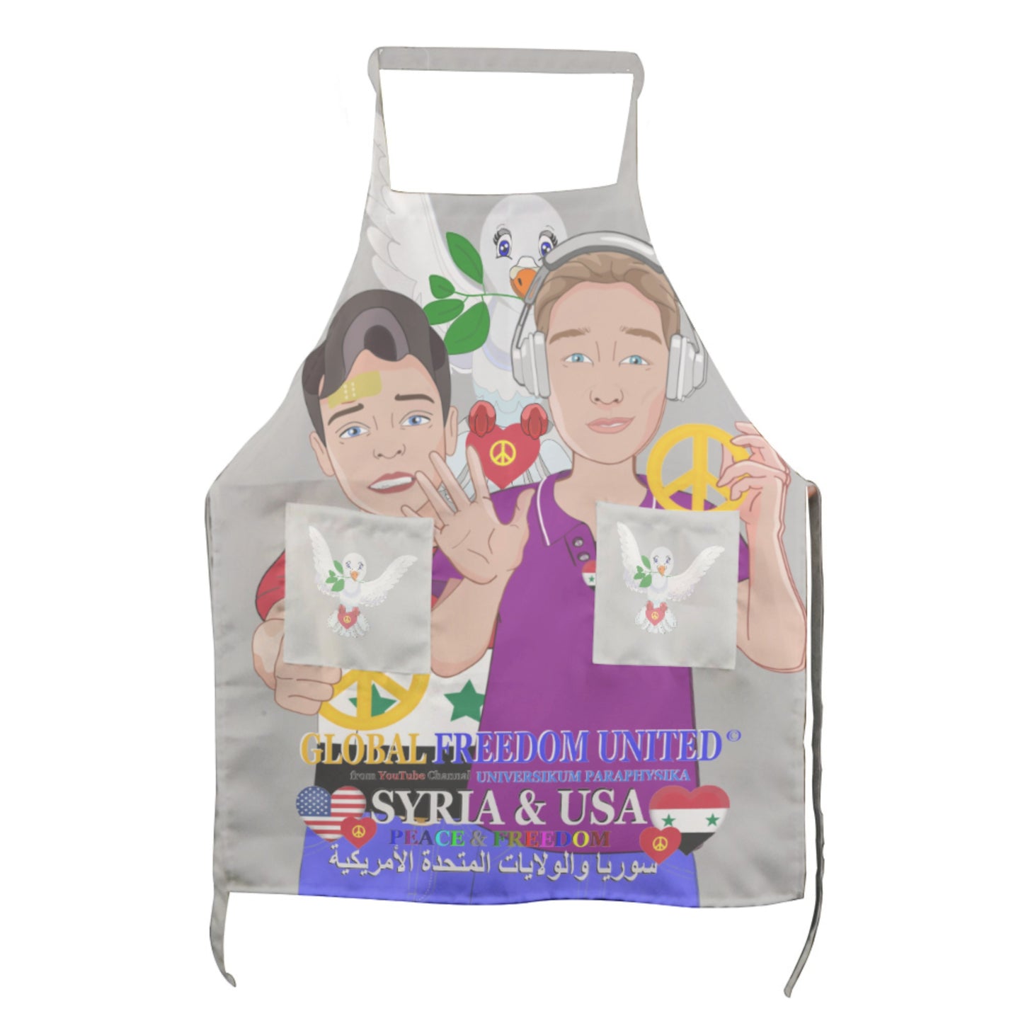 Apron GLOBAL FREEDOM UNITED© Men Syria & USA Grey