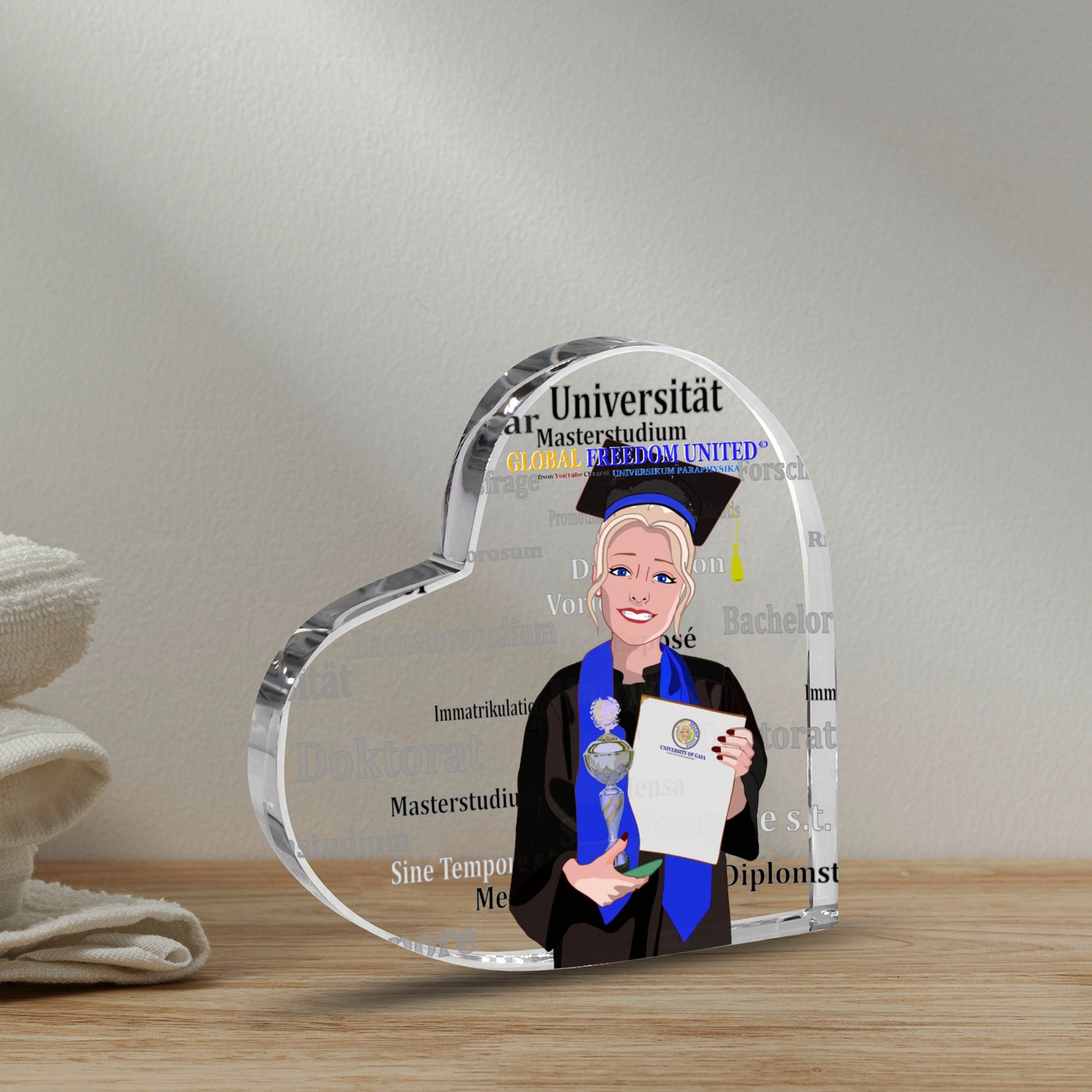 Acryl Heart Global Freedom United Student Girl Silver Place Blond Hair 1