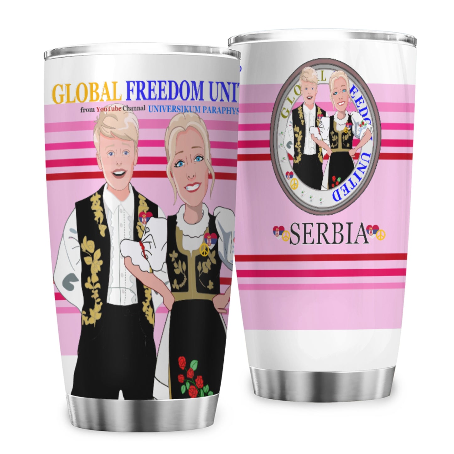 Tumbler Global Freedom United Couple Edition Serbia Black Pink2