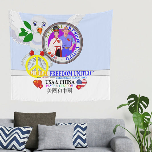 Tapestry Global Freedom United Men Usa & China Old Peace Light Blue