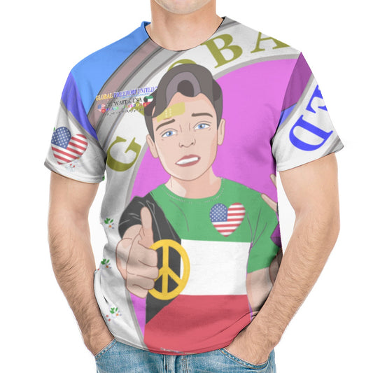 Men´s T-shirt 2 GLOBAL FREEDOM UNITED© Men Kuwait & USA Blue