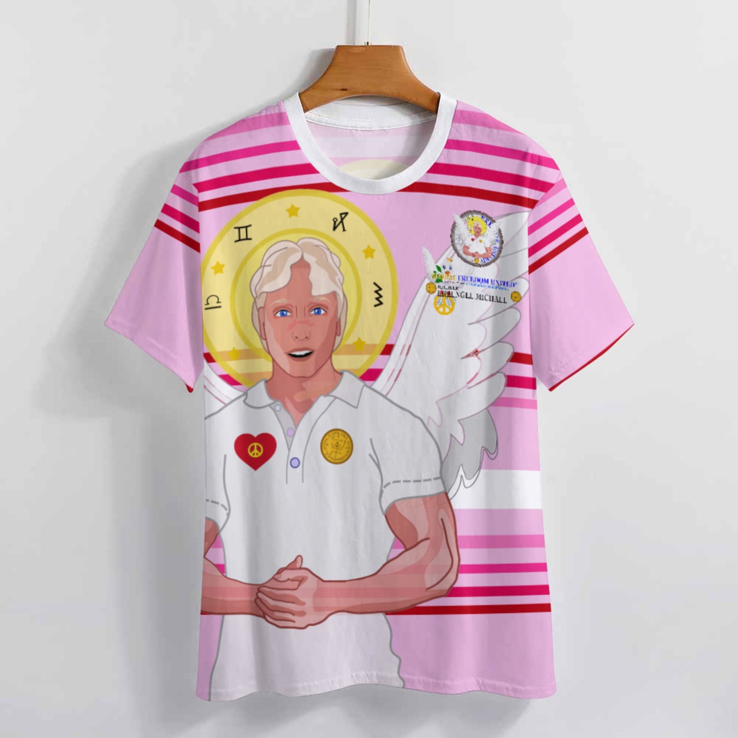 Women´s T-shirt Global Freedom United Archangel Michael German Pink2