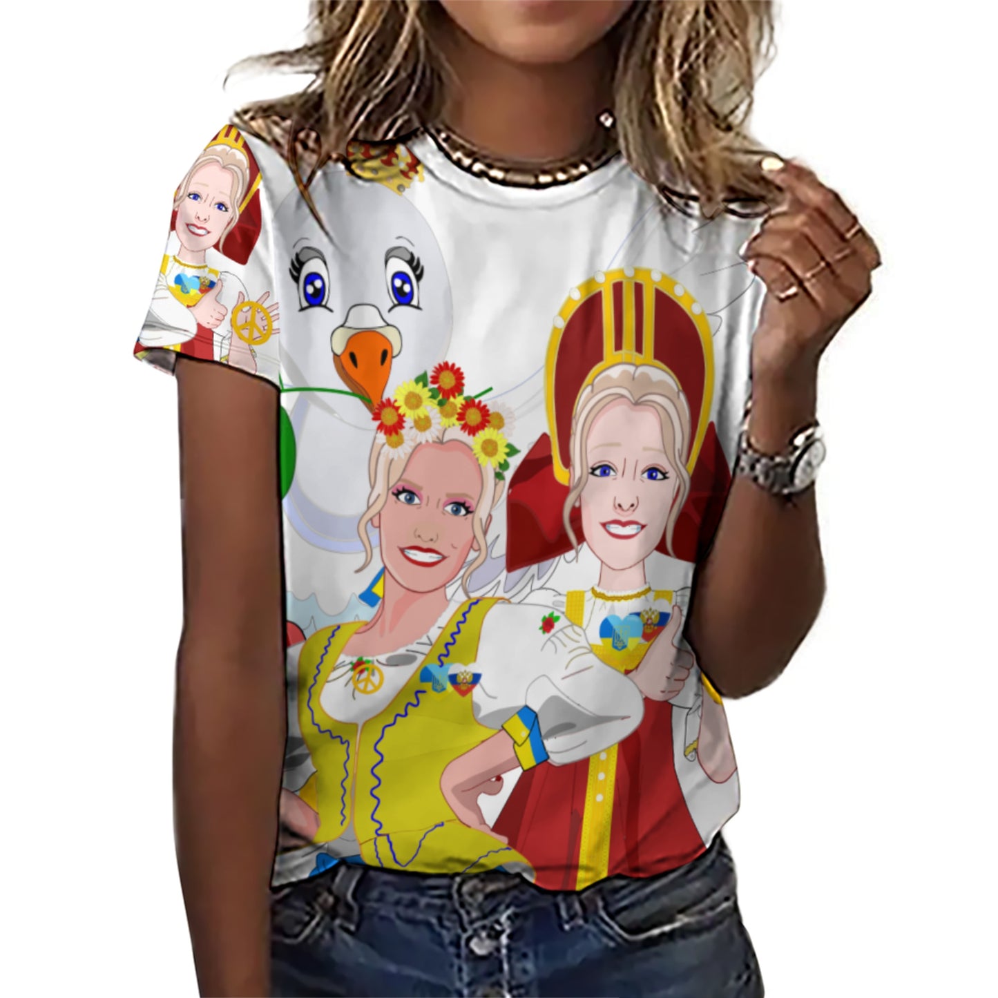 Women´s T-shirt 3 GLOBAL FREEDOM UNITED© Women Ukraina & Russia Big