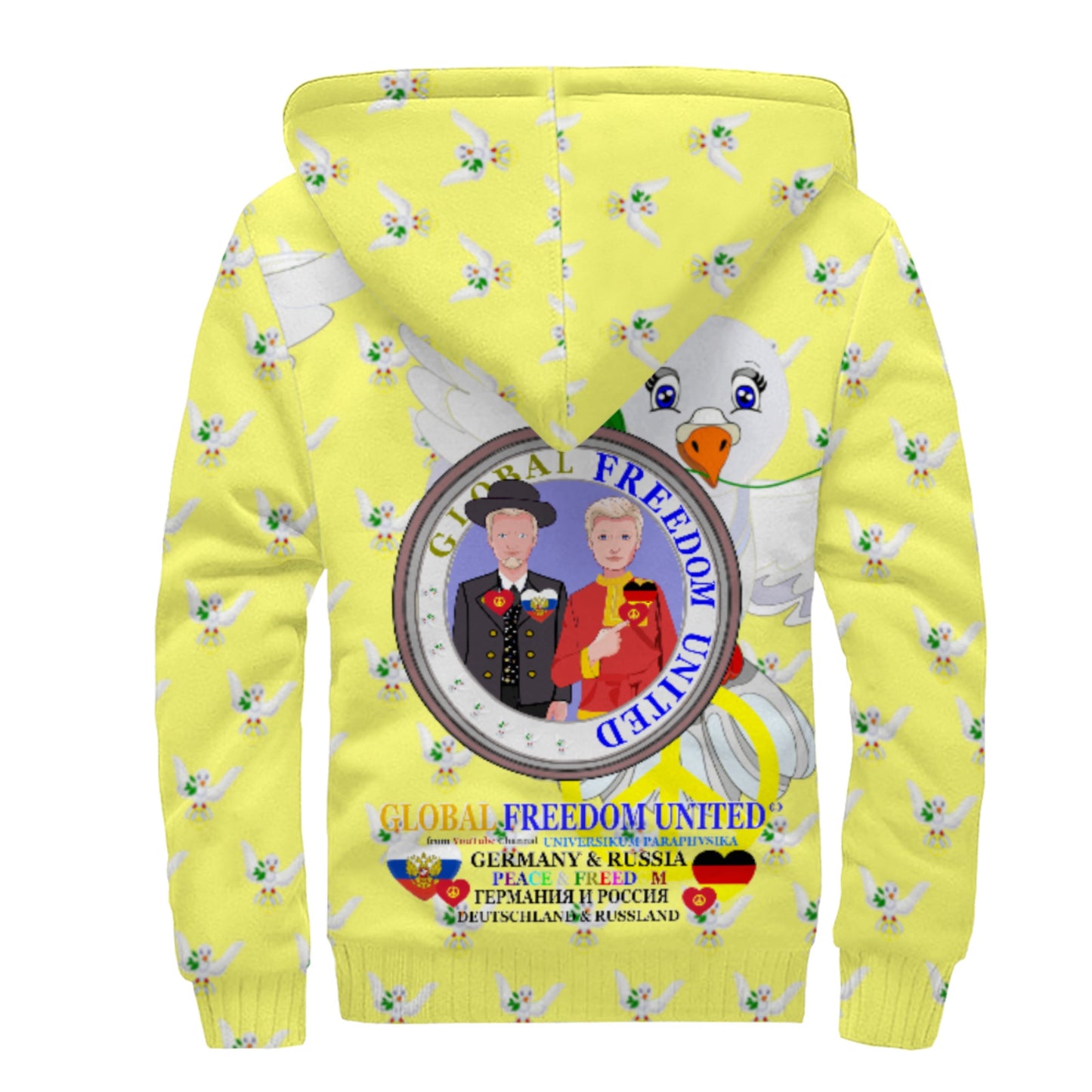 Plush Hoodie GLOBAL FREEDOM UNITED© Men Russia & Germany Yellow
