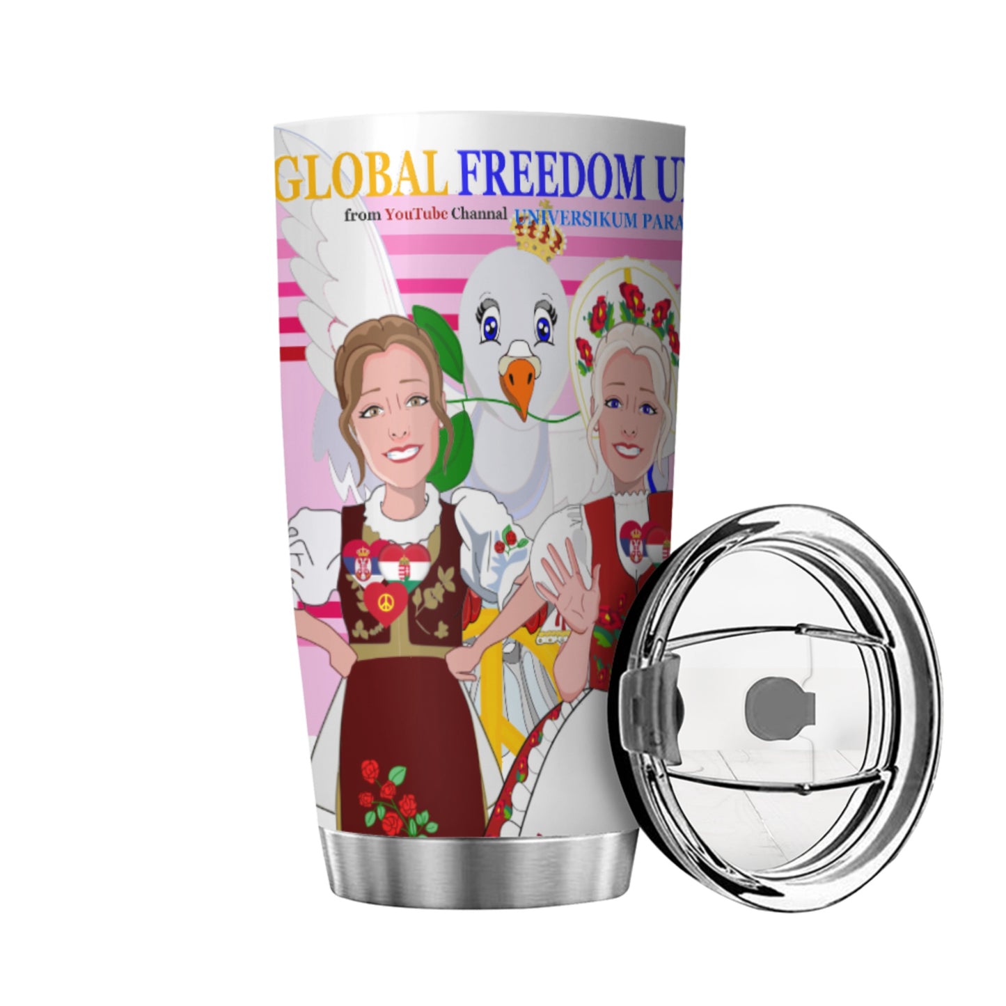 Tumbler GLOBAL FREEDOM UNITED© Women Hungary & Serbia Pink2