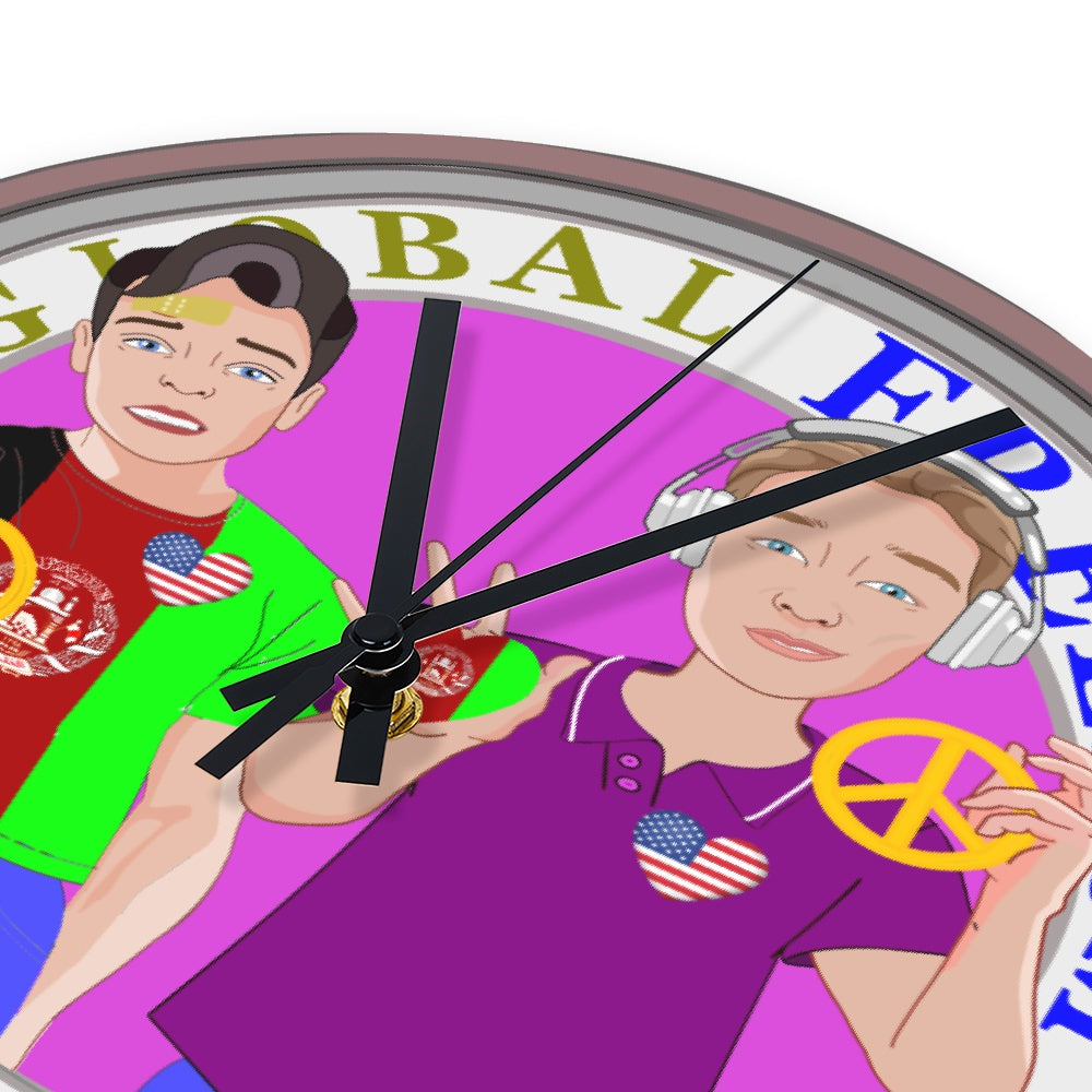 Wooden Wall Clock Without Scale GLOBAL FREEDOM UNITED© Men Afghanistan & USA