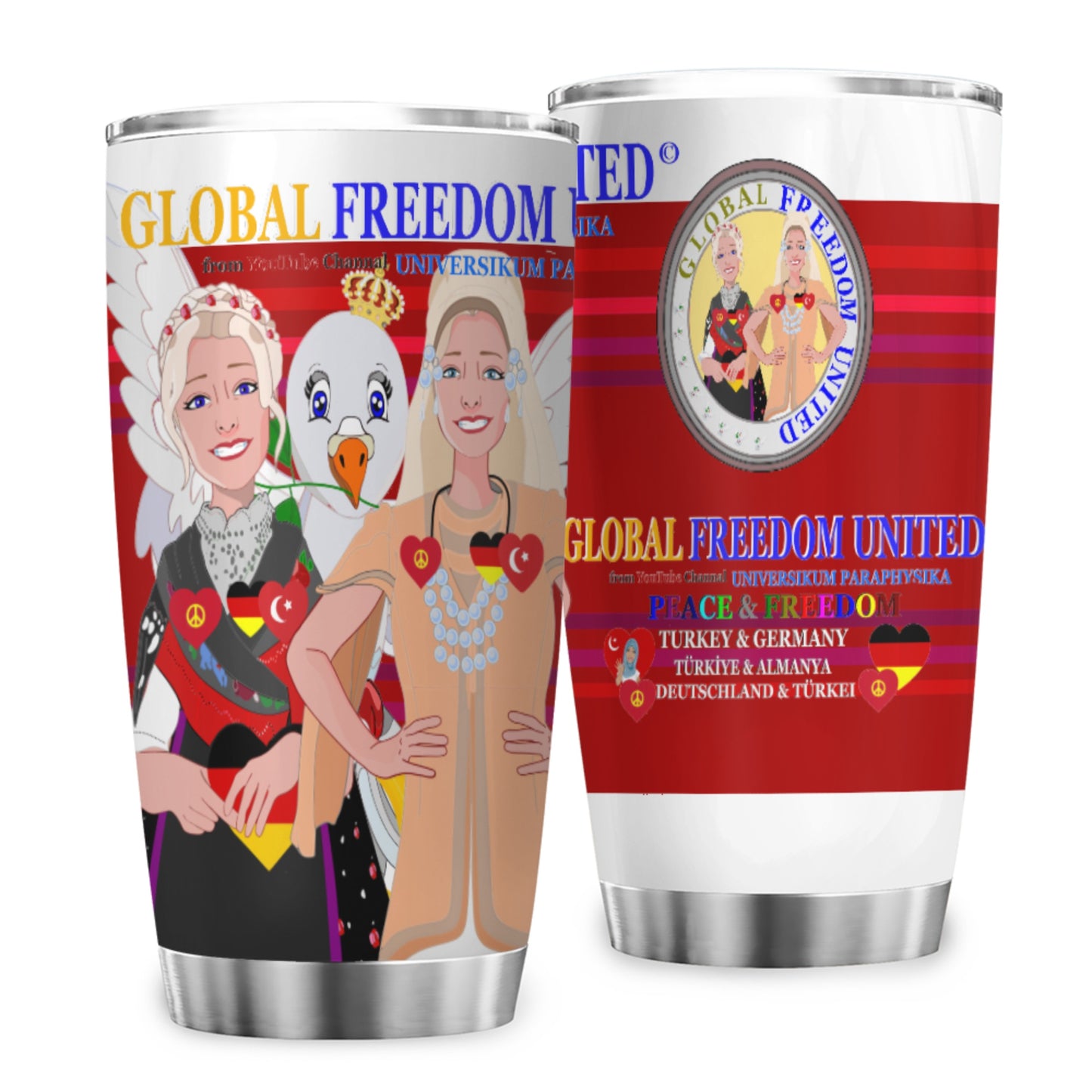 Tumbler Global Freedom United Women Germany & Turkey Old Peace Red