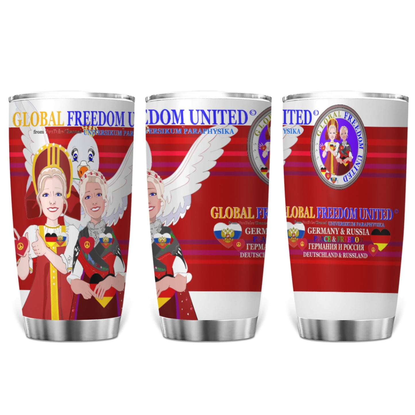 Tumbler Global Freedom United Women Russia & Germany Old Peace Red