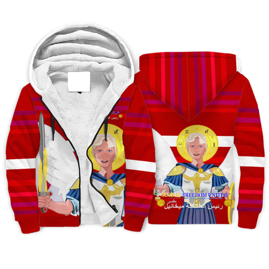Plush Hoodie Global Freedom United Archangel Michael Arabic V1 Red