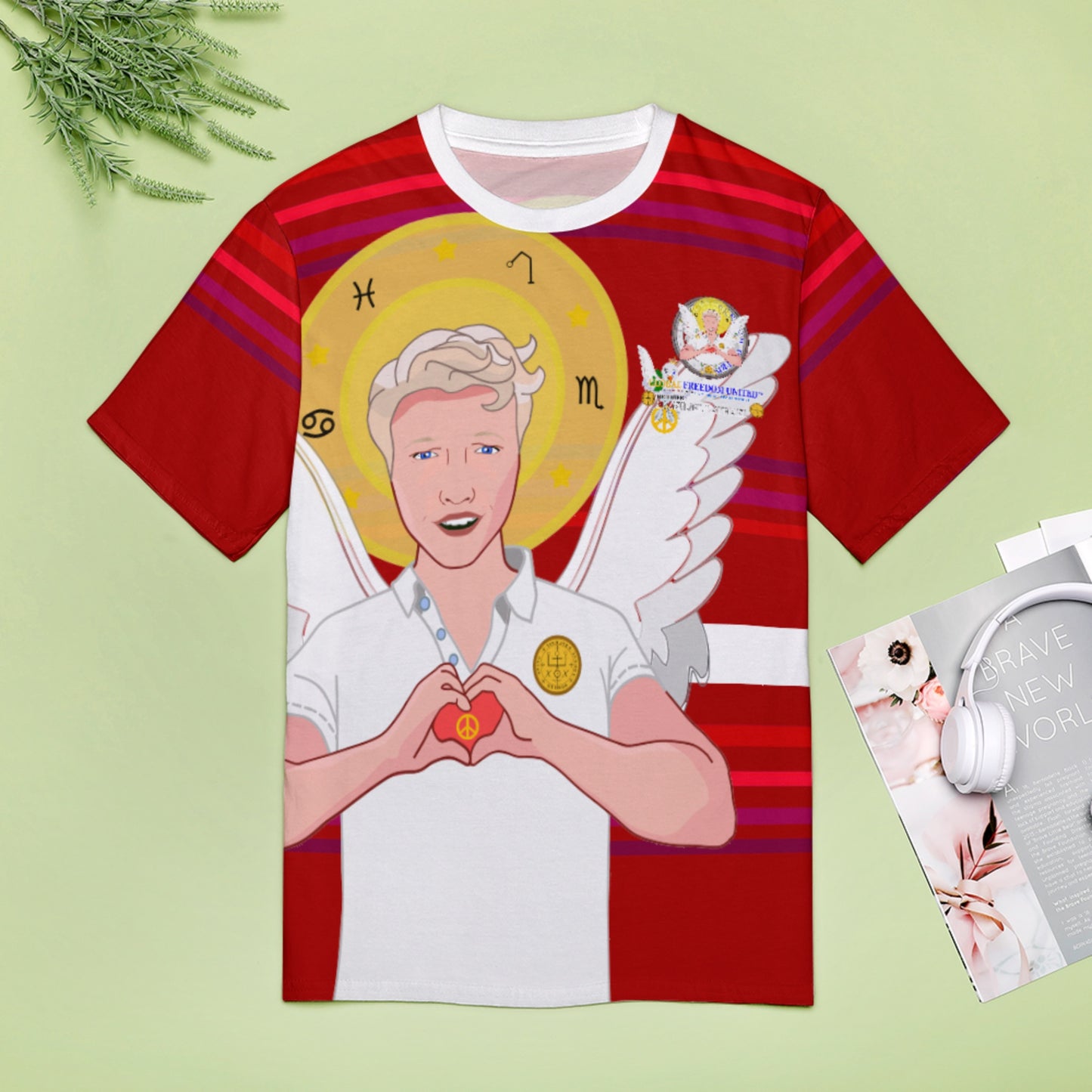 Women´s T-shirt GLOBAL FREEDOM UNITED© Archangel Rafael German Red