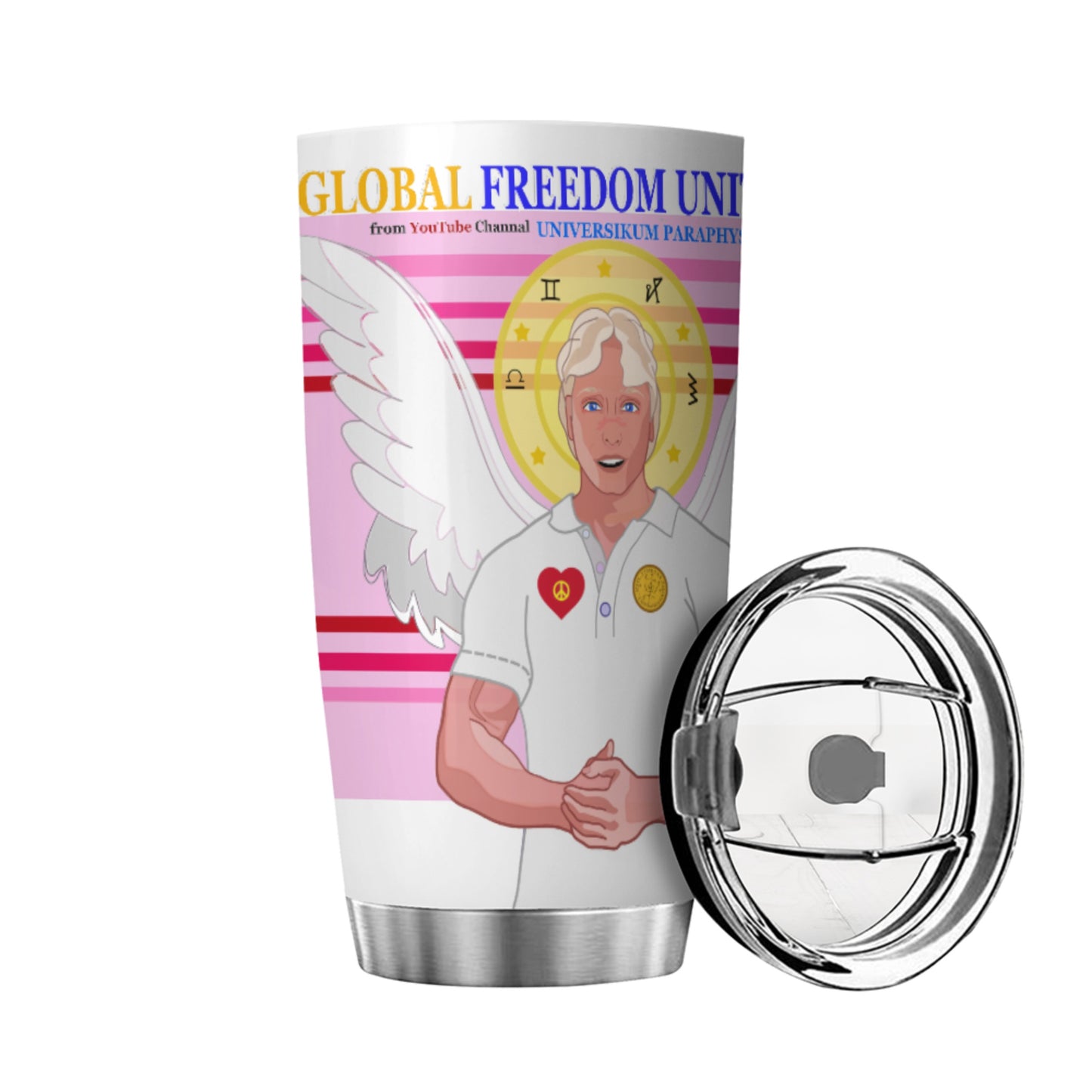 Tumbler Global Freedom United Archangel Michael Hebrew  Pink2