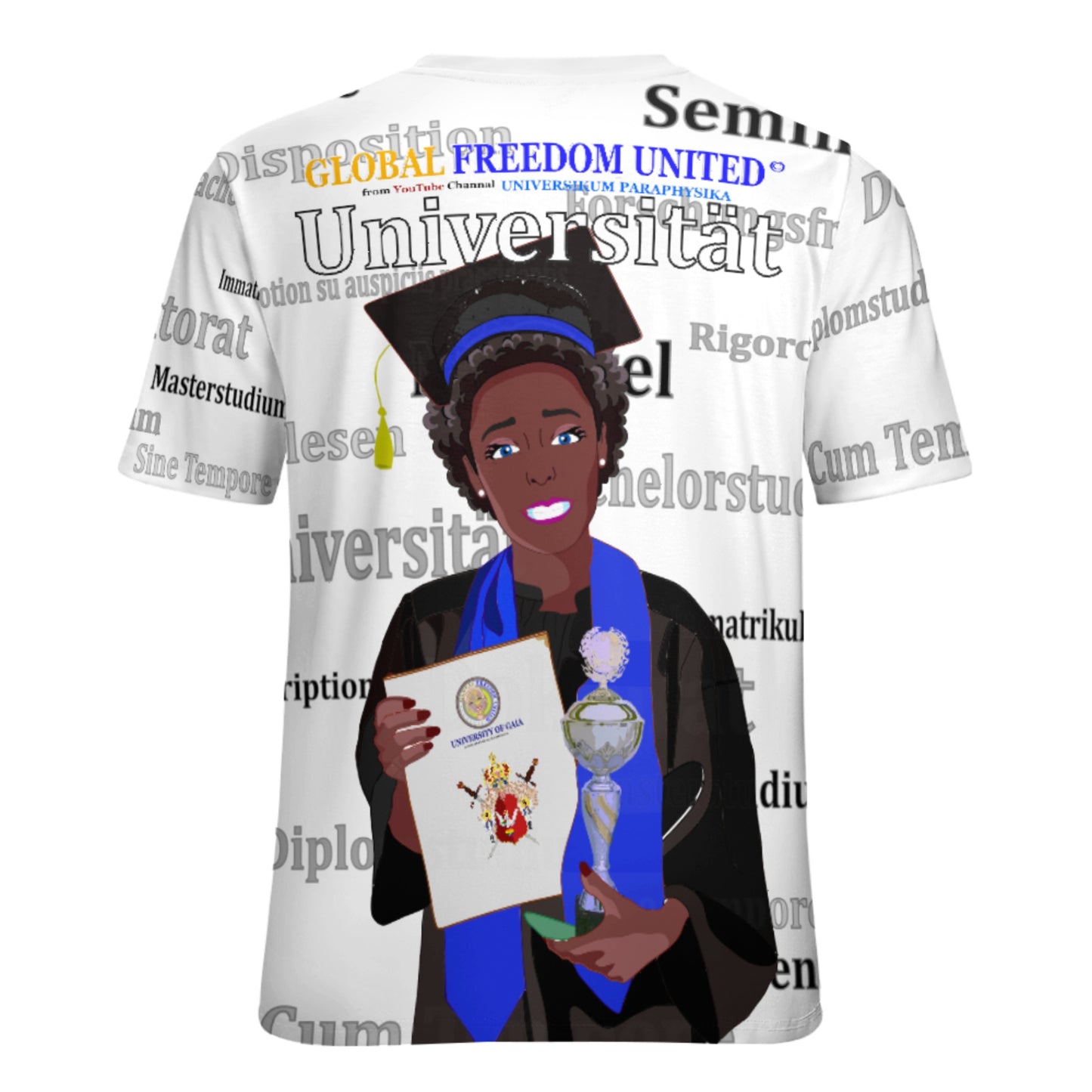 Women´s T-shirt Global Freedom United Afro Student Girl Silver Place