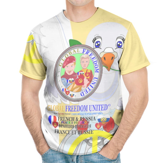 Men´s T-shirt GLOBAL FREEDOM UNITED© French & Russia Old Peace Yellow Version 1