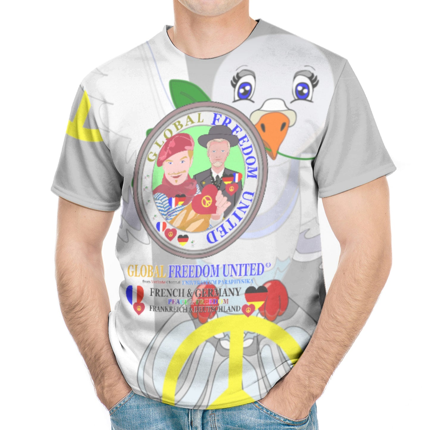 Men´s T-shirt GLOBAL FREEDOM UNITED© Men French & Germany V1 Grey
