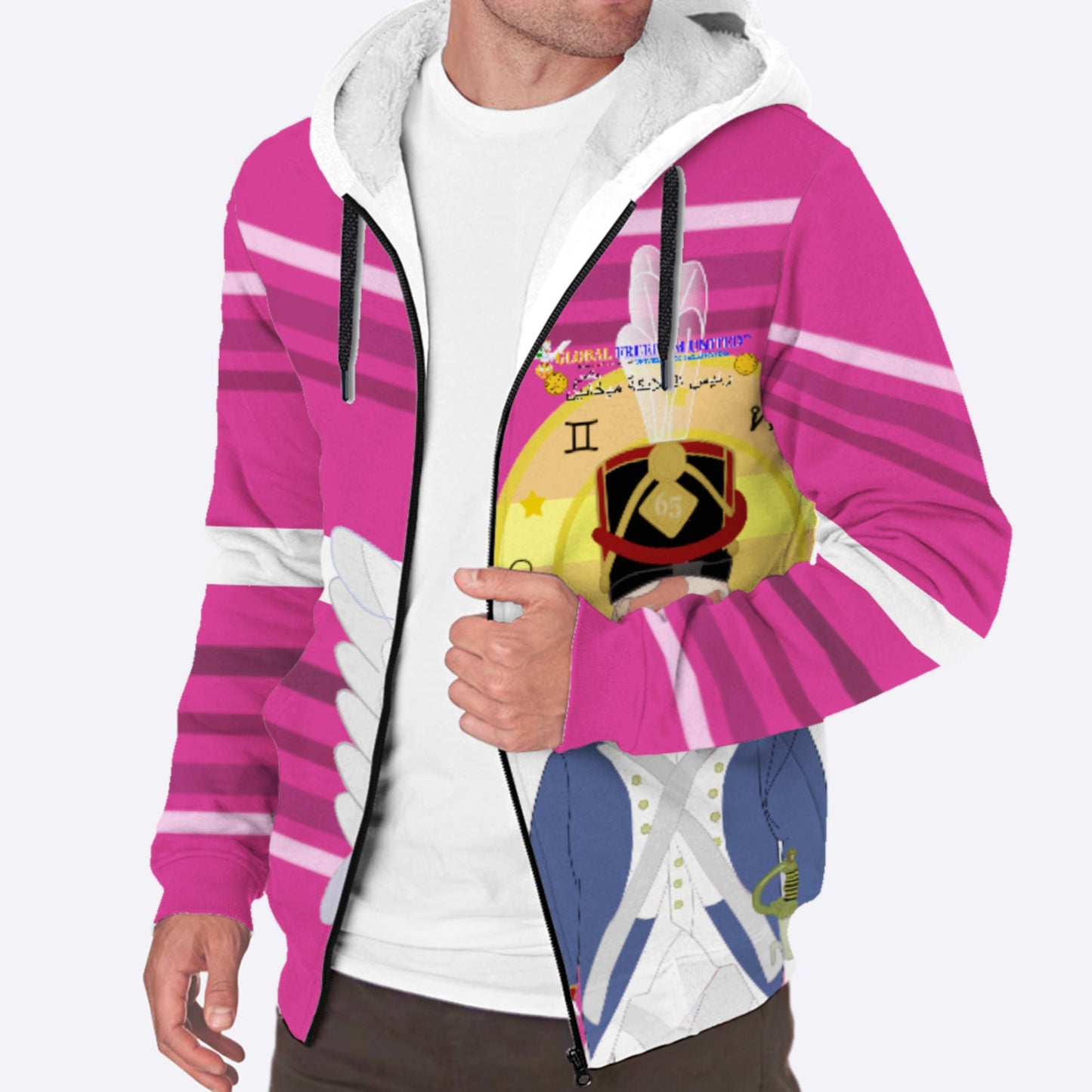 Plush Hoodie Global Freedom United Archangel Michael Arabic V3 Pink1