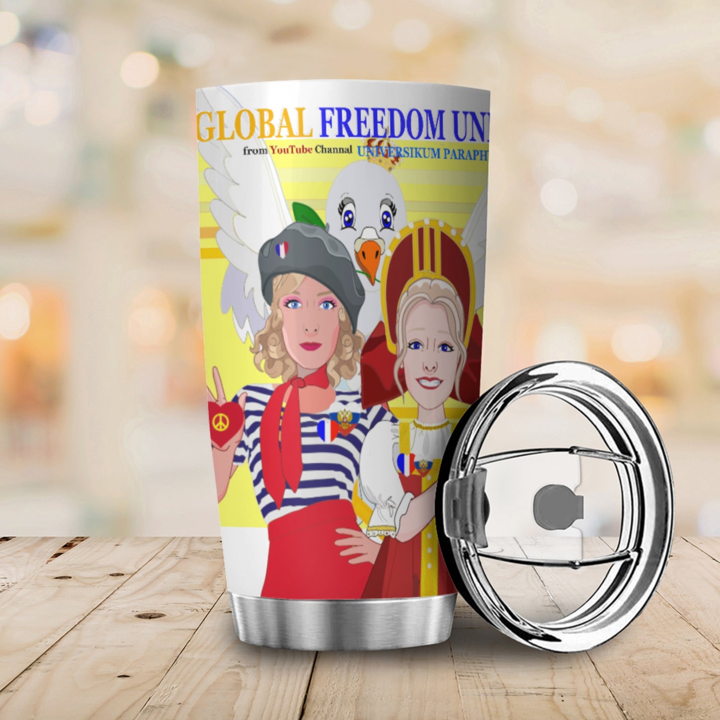 Tumbler Global Freedom United Women French & Russia Old Peace Yellow