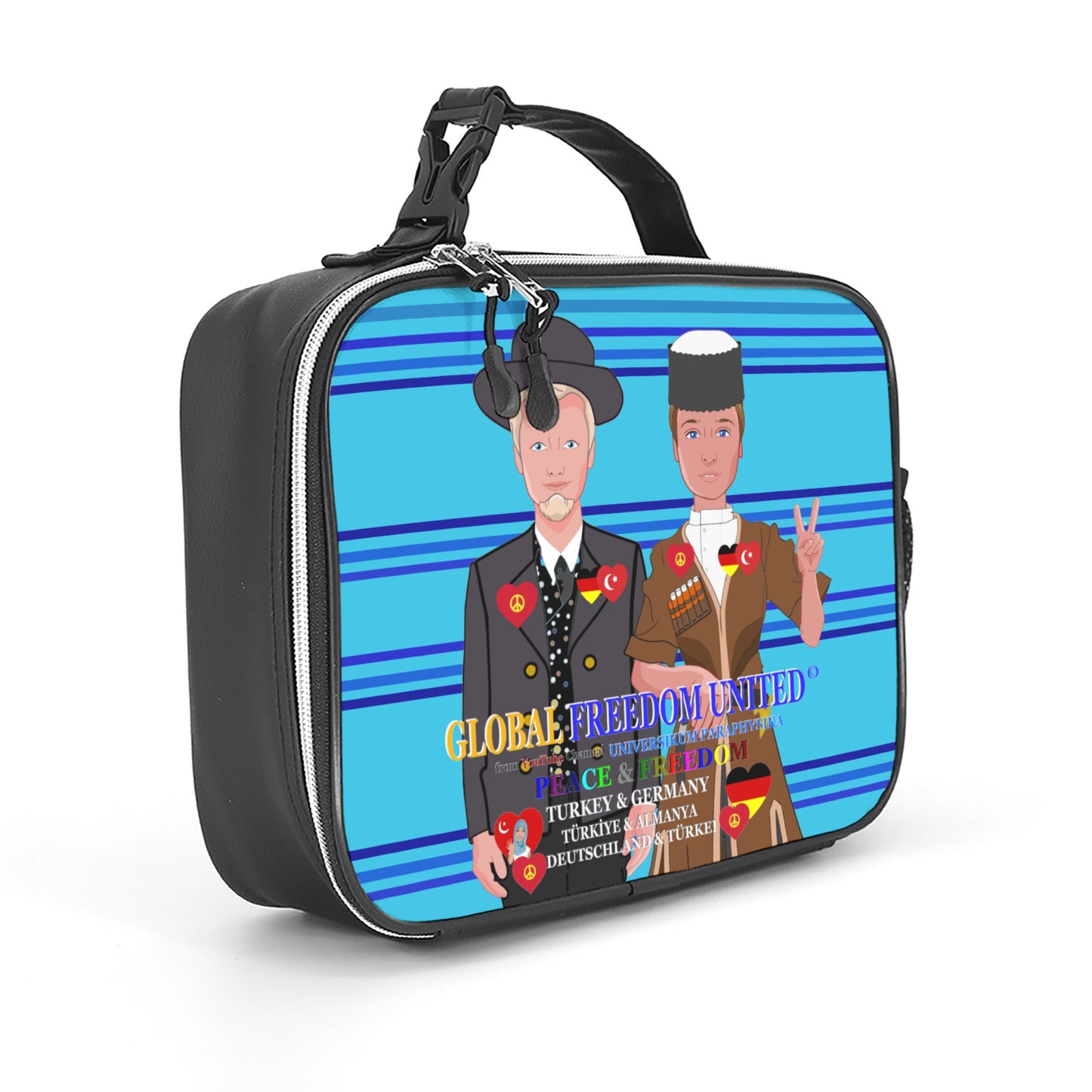 Leather Meal Bag GLOBAL FREEDOM UNITED© Men Turkey & Germany Blue