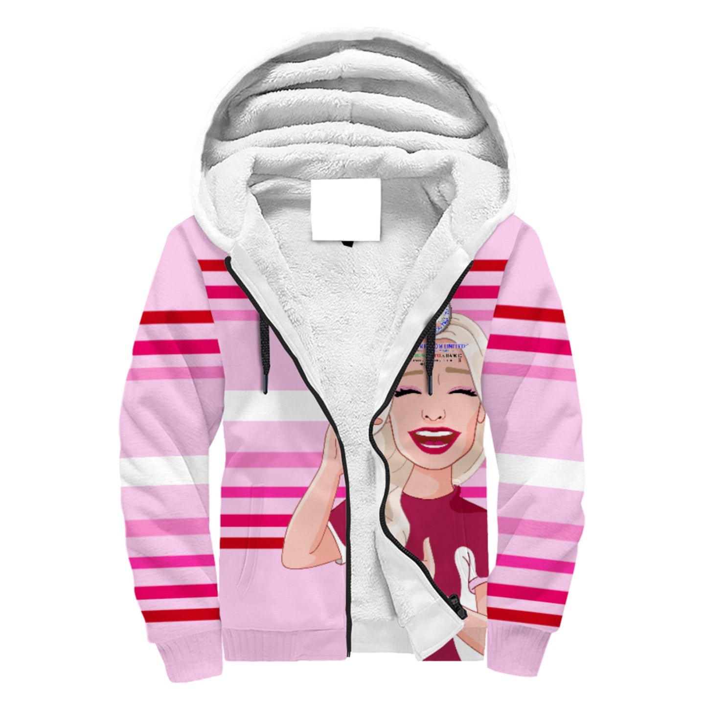Plush Hoodie Global Freedom United  Gib Mobiing Keine Chance Pink2