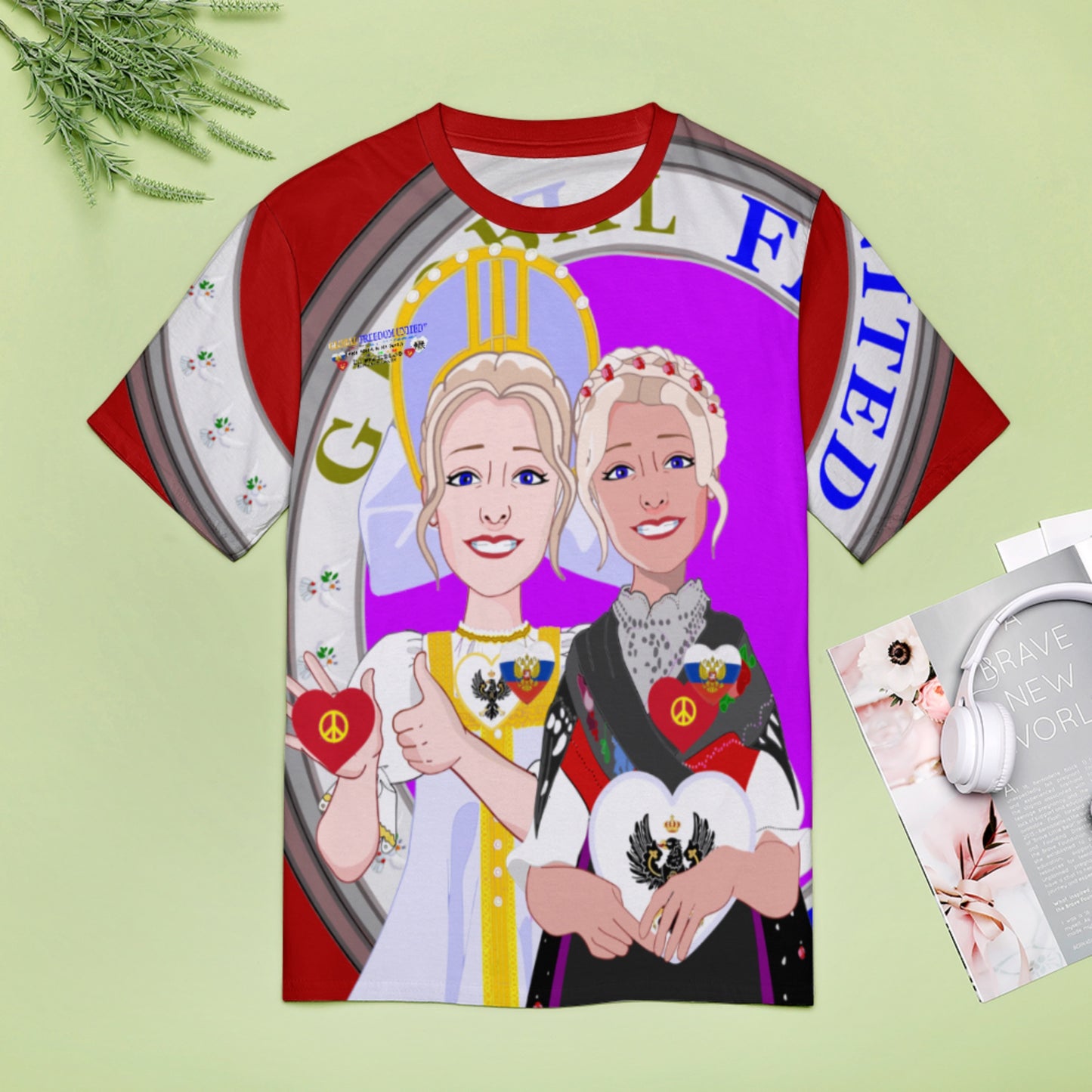 Women´s T-shirt 2 GLOBAL FREEDOM UNITED© Women Prussia & Russia Red