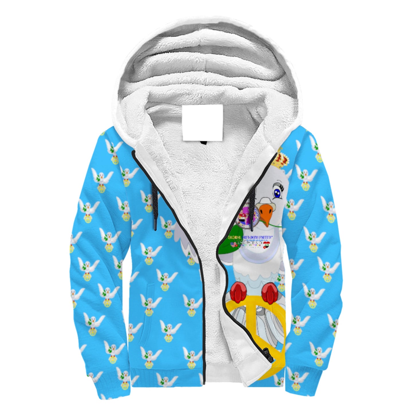 Plush Hoodie GLOBAL FREEDOM UNITED© Men Iraq  & USA  Blue