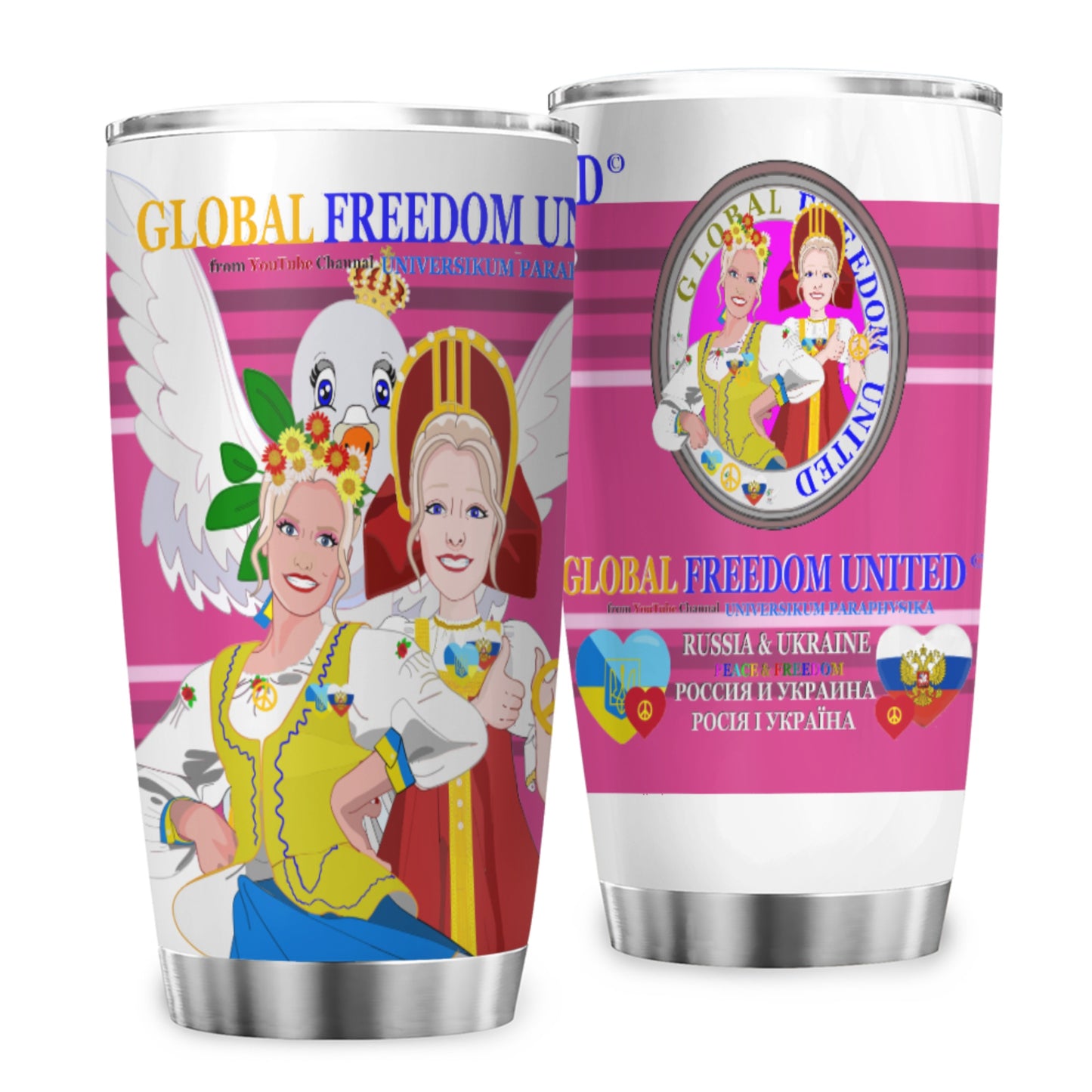 Tumbler Global Freedom United Women Russia & Ukrain Pink
