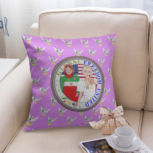 GLOBAL FREEDOM UNITED© Women IRAN & USA LILAC 18'' Square Pillow Cover